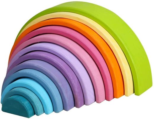 τρισδιάστατος 2.75in συσσώρευσης στοιβαχτής ουράνιων τόξων ουράνιων τόξων ξύλινος 12 κομμάτι