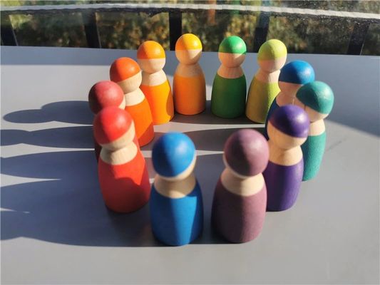 Είδους Pegdoll ξύλινο ουράνιων τόξων παιχνίδι ραβδιών μνήμης στοιβαχτών ξύλινο