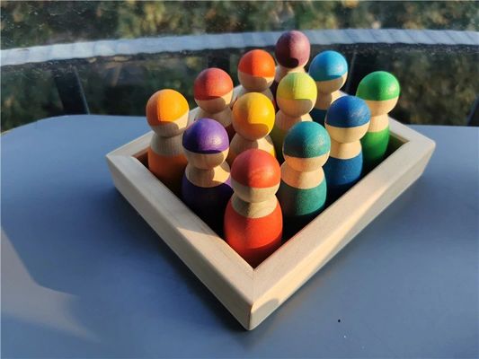 Είδους Pegdoll ξύλινο ουράνιων τόξων παιχνίδι ραβδιών μνήμης στοιβαχτών ξύλινο