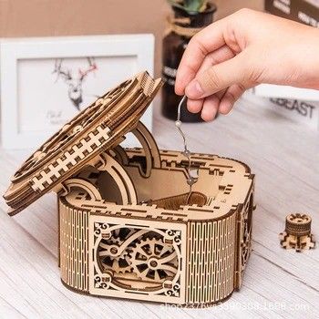 Δώρο 23.5cm μηχανικό ξύλινο φραγμών γρίφων κιβώτιο κοσμήματος παιχνιδιών μικρό ξύλινο