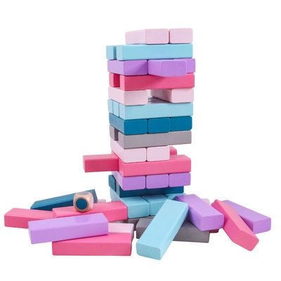 Η ισορροπία 48pcs χρωμάτισε τα ξύλινα εκπαιδευτικά παιχνίδια ουράνιων τόξων ντόμινο συσσωρευμένα φραγμοί
