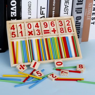 Ο ψηφιακός 23cm ξύλινος υπολογισμός Montessori παιχνιδιών Math αριθμού εμποδίζει μη τοξικό