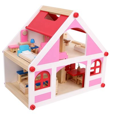εκλεκτής ποιότητας ξύλινη Dollhouse μικρογραφία  DIY επίπλων 37.5cm Casa