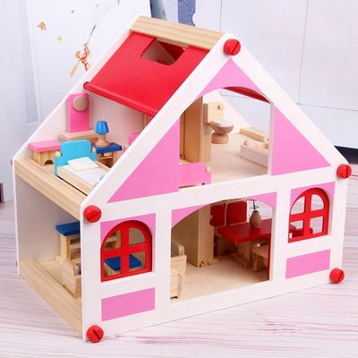 εκλεκτής ποιότητας ξύλινη Dollhouse μικρογραφία  DIY επίπλων 37.5cm Casa