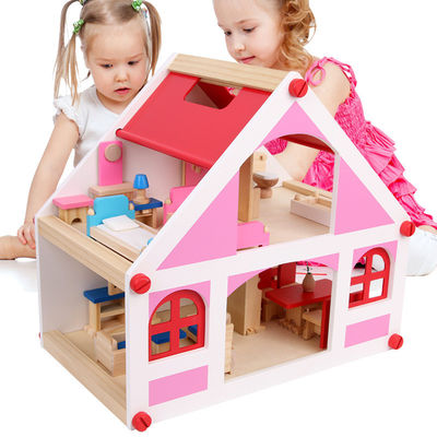 εκλεκτής ποιότητας ξύλινη Dollhouse μικρογραφία  DIY επίπλων 37.5cm Casa