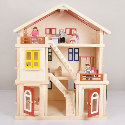 Παιδιά DIY 55.5cm μίνι έπιπλα ξύλινο μικροσκοπικό Dollhouse Dollhouse γκαράζ