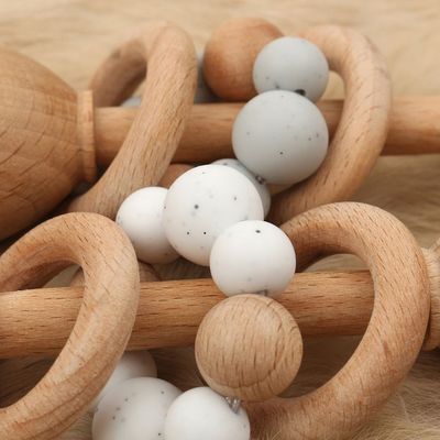 Κουνέλι 5.12in φυσικό ξύλινο λαγουδάκι Teether Teether ξύλου οξιών