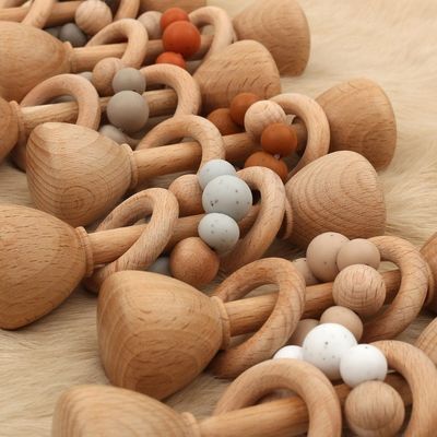 Κουνέλι 5.12in φυσικό ξύλινο λαγουδάκι Teether Teether ξύλου οξιών