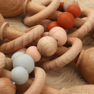 Κουνέλι 5.12in φυσικό ξύλινο λαγουδάκι Teether Teether ξύλου οξιών