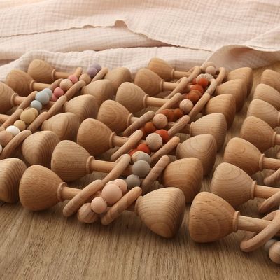 Κουνέλι 5.12in φυσικό ξύλινο λαγουδάκι Teether Teether ξύλου οξιών