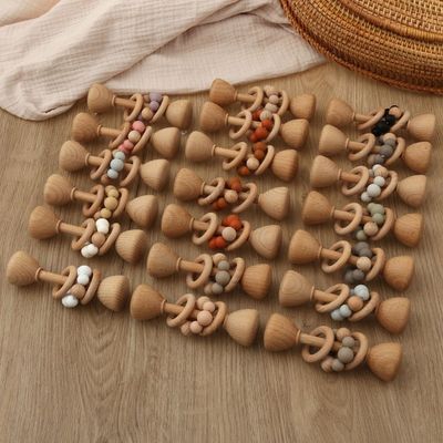 Κουνέλι 5.12in φυσικό ξύλινο λαγουδάκι Teether Teether ξύλου οξιών