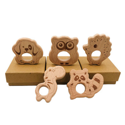 Ξύλινο παιχνίδι ISO9001 ξύλινο ζωικό Teether οδοντοφυΐας κρεμαστών κοσμημάτων περιδεραίων
