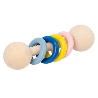 Τρωκτικό 10.7cm γυμναστικής ξύλινο ξύλινο Teethers δαχτυλιδιών κουδουνισμάτων χρηματοκιβώτιο Montessori