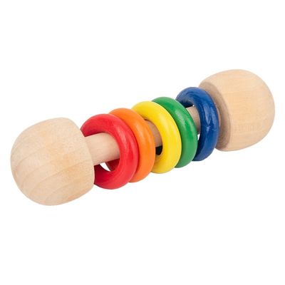 Τρωκτικό 10.7cm γυμναστικής ξύλινο ξύλινο Teethers δαχτυλιδιών κουδουνισμάτων χρηματοκιβώτιο Montessori