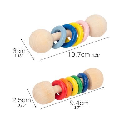Τρωκτικό 10.7cm γυμναστικής ξύλινο ξύλινο Teethers δαχτυλιδιών κουδουνισμάτων χρηματοκιβώτιο Montessori