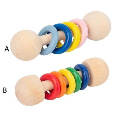 Τρωκτικό 10.7cm γυμναστικής ξύλινο ξύλινο Teethers δαχτυλιδιών κουδουνισμάτων χρηματοκιβώτιο Montessori