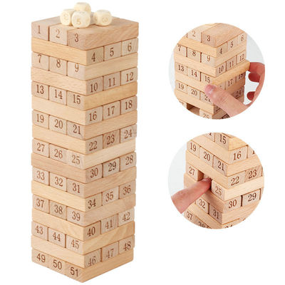 Ψηφιακοί φραγμοί Jenga ντόμινο δομικών μονάδων κούτσουρων 51PCS