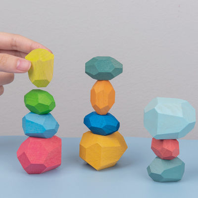 Ξύλινα σύνολα Montessori πετρών δομικών μονάδων μωρών βράχων 190g