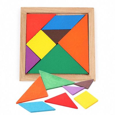 Τετραγωνικά 11cm ξύλινα παιχνίδια μωρών Montessori γρίφος τορνευτικών πριονιών 7 κομματιού