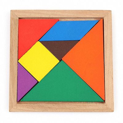 Τετραγωνικά 11cm ξύλινα παιχνίδια μωρών Montessori γρίφος τορνευτικών πριονιών 7 κομματιού