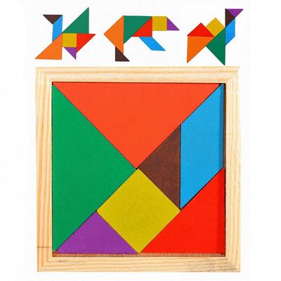 Τετραγωνικά 11cm ξύλινα παιχνίδια μωρών Montessori γρίφος τορνευτικών πριονιών 7 κομματιού