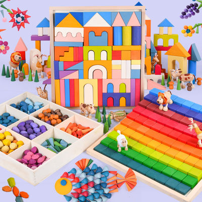 Montessori 2.5cm φυσικές ξύλινες δομικές μονάδες για τα μικρά παιδιά