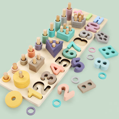 Το γεωμετρικό 14cm ξύλινο παιχνίδι Montessori Math Math εμποδίζει την προσχολική διδασκαλία