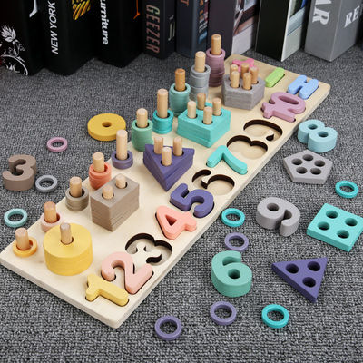 Το γεωμετρικό 14cm ξύλινο παιχνίδι Montessori Math Math εμποδίζει την προσχολική διδασκαλία