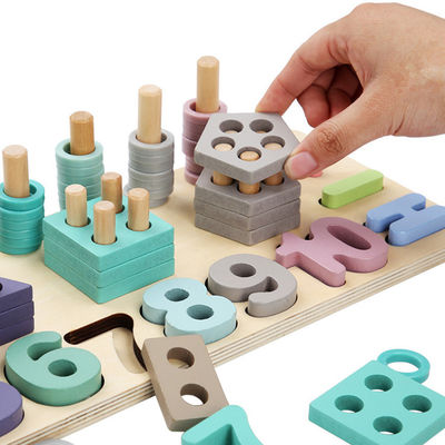 Το γεωμετρικό 14cm ξύλινο παιχνίδι Montessori Math Math εμποδίζει την προσχολική διδασκαλία