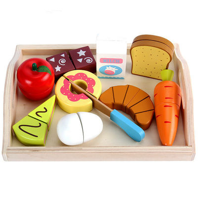 Montessori 9.5cm ξύλινο τέμνον μαγνητικό φυτικό παιχνίδι φρούτων
