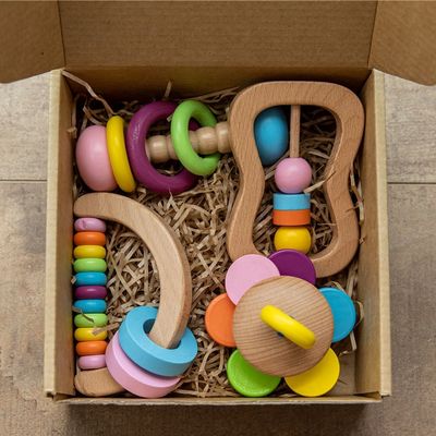 Κουδούνισμα Soother 11.6cm ξύλινος οδοντοφυΐας βαθμός τροφίμων Teether κουδουνισμάτων παιχνιδιών ξύλινος