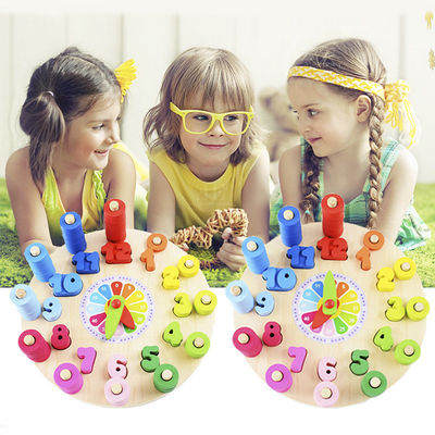 Γεωμετρίας μετρώντας παιχνίδι Montessori αριθμών γρίφων ρολογιών ξύλινο