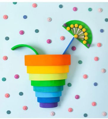 6pcs εκπαιδευτικά ξύλινα παιχνίδια Montessori στοιβαχτών ουράνιων τόξων