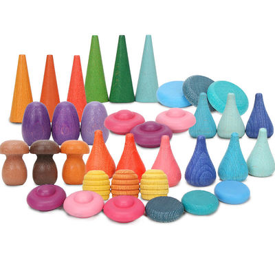 6pcs εκπαιδευτικά ξύλινα παιχνίδια Montessori στοιβαχτών ουράνιων τόξων