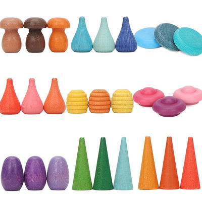 6pcs εκπαιδευτικά ξύλινα παιχνίδια Montessori στοιβαχτών ουράνιων τόξων