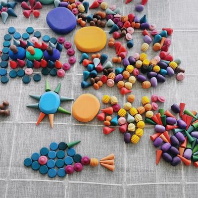 6pcs εκπαιδευτικά ξύλινα παιχνίδια Montessori στοιβαχτών ουράνιων τόξων