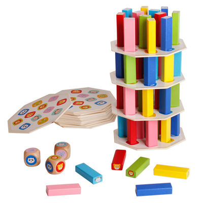 54pcs μη τοξικά ξύλινα συσσωρευμένα υψηλά επιτραπέζια παιχνίδια
