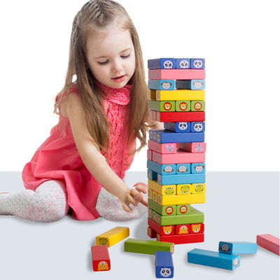 54pcs μη τοξικά ξύλινα συσσωρευμένα υψηλά επιτραπέζια παιχνίδια