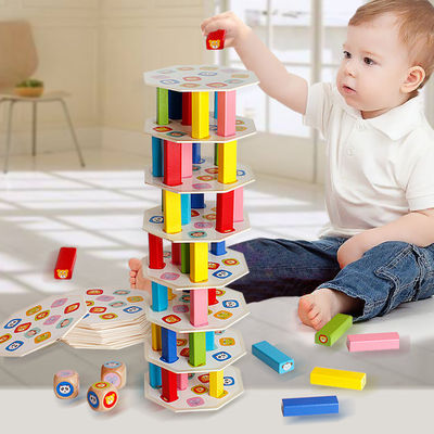 54pcs μη τοξικά ξύλινα συσσωρευμένα υψηλά επιτραπέζια παιχνίδια