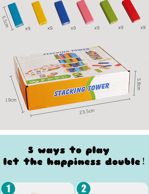 54pcs μη τοξικά ξύλινα συσσωρευμένα υψηλά επιτραπέζια παιχνίδια