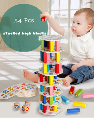 54pcs μη τοξικά ξύλινα συσσωρευμένα υψηλά επιτραπέζια παιχνίδια