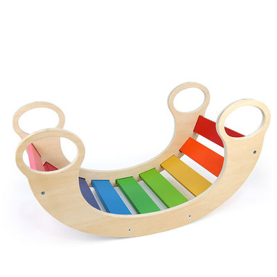Ξύλινο πλαίσιο αναρρίχησης ουράνιων τόξων Montessori μωρών cOem