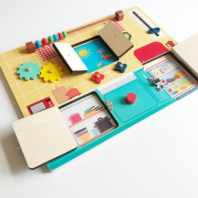 Ξύλινος πίνακας δραστηριότητας Montessori ανάπτυξης γνώσης παιδιών