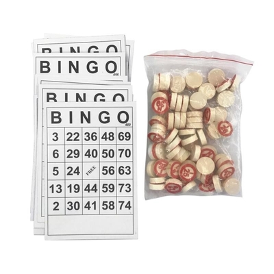 Εκλεκτής ποιότητας ξύλινο παιχνίδι Bingo σκακιού με 40 κάρτες DIY αριθμού Bingo
