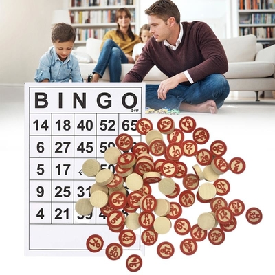 Εκλεκτής ποιότητας ξύλινο παιχνίδι Bingo σκακιού με 40 κάρτες DIY αριθμού Bingo