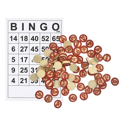 Εκλεκτής ποιότητας ξύλινο παιχνίδι Bingo σκακιού με 40 κάρτες DIY αριθμού Bingo