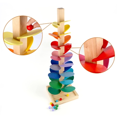 Montessori εκπαιδευτικό παιχνιδιών δέντρο μουσικής φραγμών ξύλινο με το μαρμάρινο ξύλο νοημοσύνης παιδιών παιδιών μωρών παιχνιδιών διαδρομής τρεξίματος σφαιρών