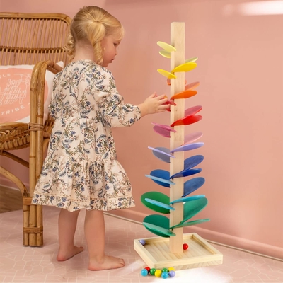 Montessori εκπαιδευτικό παιχνιδιών δέντρο μουσικής φραγμών ξύλινο με το μαρμάρινο ξύλο νοημοσύνης παιδιών παιδιών μωρών παιχνιδιών διαδρομής τρεξίματος σφαιρών
