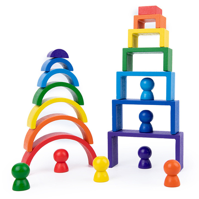 Δομικές μονάδες ουράνιων τόξων Montessori μωρών ξύλινες εκπαιδευτικές