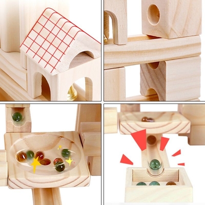 60pcs ξύλινο μαρμάρινο διαδρομής συνελεύσεων δομικών μονάδων σφαιρών γρίφων δώρο παιδιών παιχνιδιών παιδιών εκπαιδευτικό